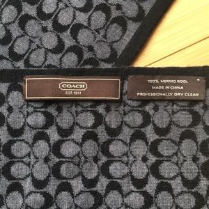 Coach Black/Grey Soft Merino Scarf - NWOT